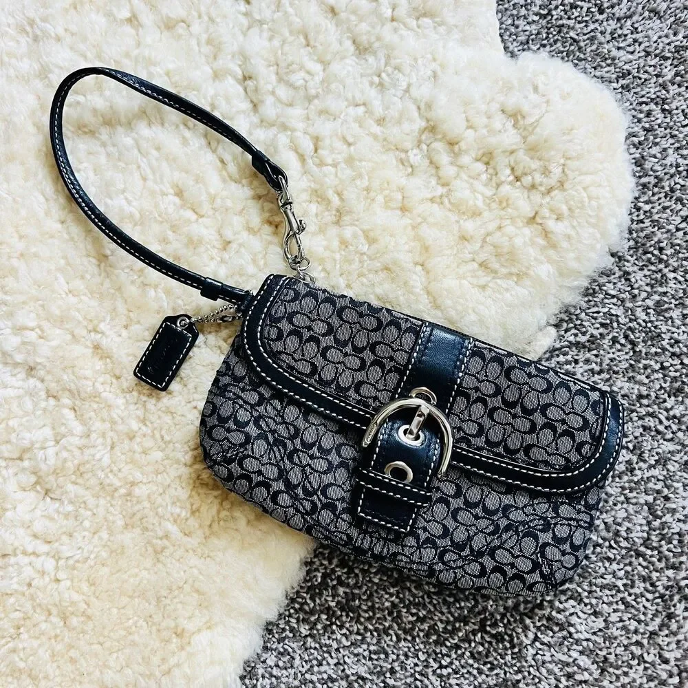 Y2K Coach Soho Mini Signature Wristlet in Black and Gray